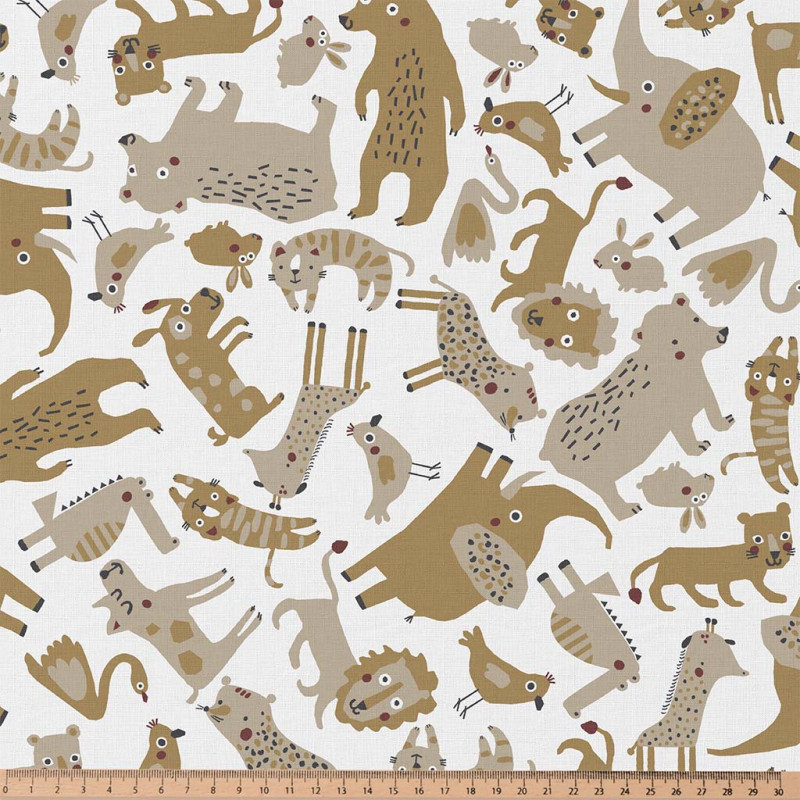 Printed Cotton MIZOUN White / Camel